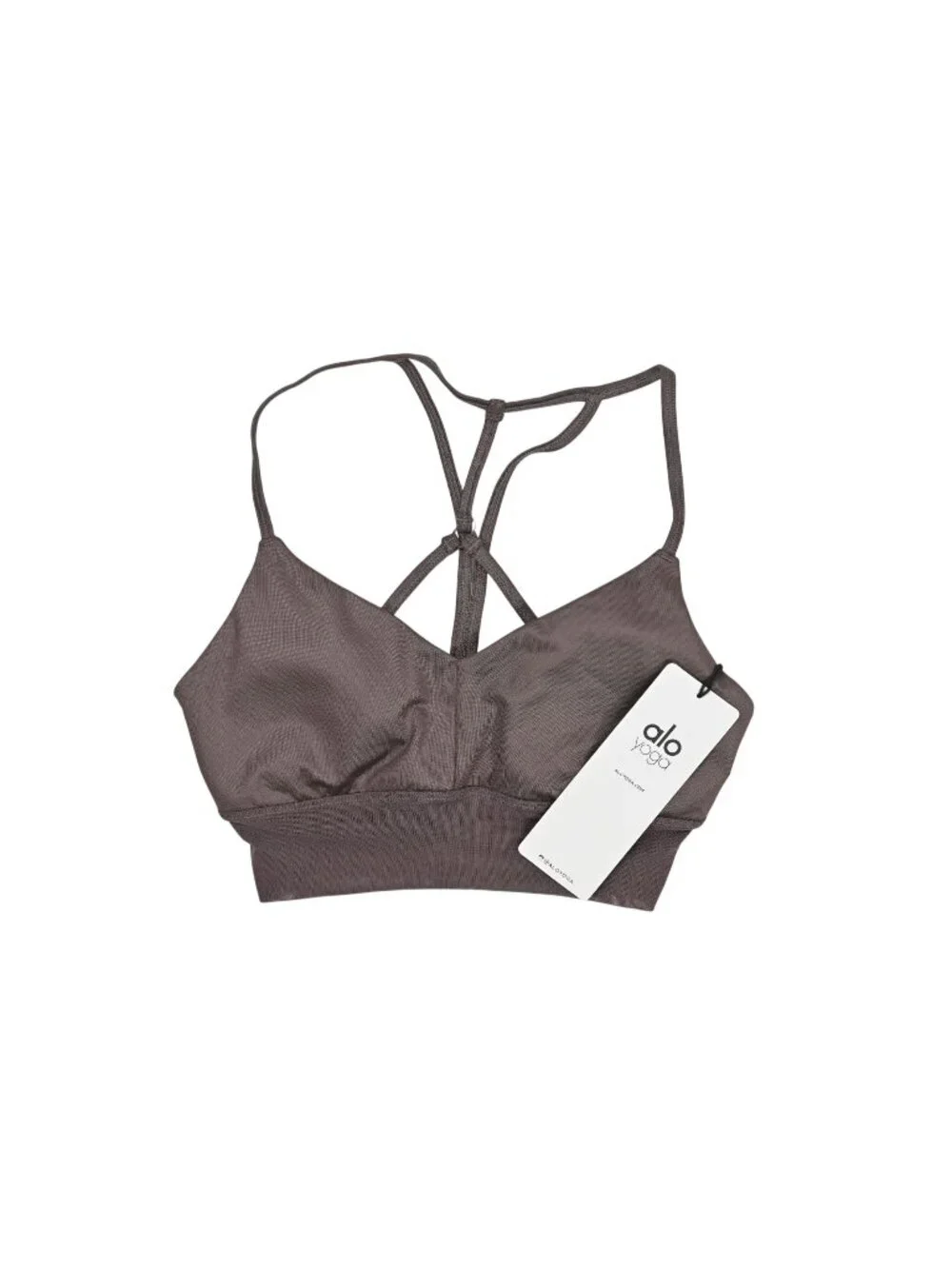 ALO Yoga Lush Bra W9074R in Raisin Glossy/Raisin